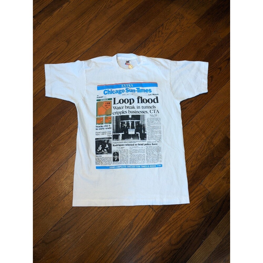 Vintage 1992 90s I Survived The Chicago Loop Flood Vintage T Shirt Size L